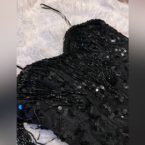 Vintage Neiman Marcus Julie Duroche for After Five Sequin Black Flapper Dress